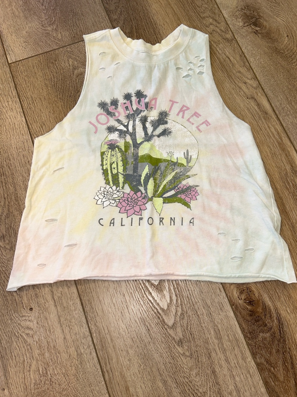 Gold rush Joshuatree California Graphic Crop Tank Top - Pastel Tie-Dye holy